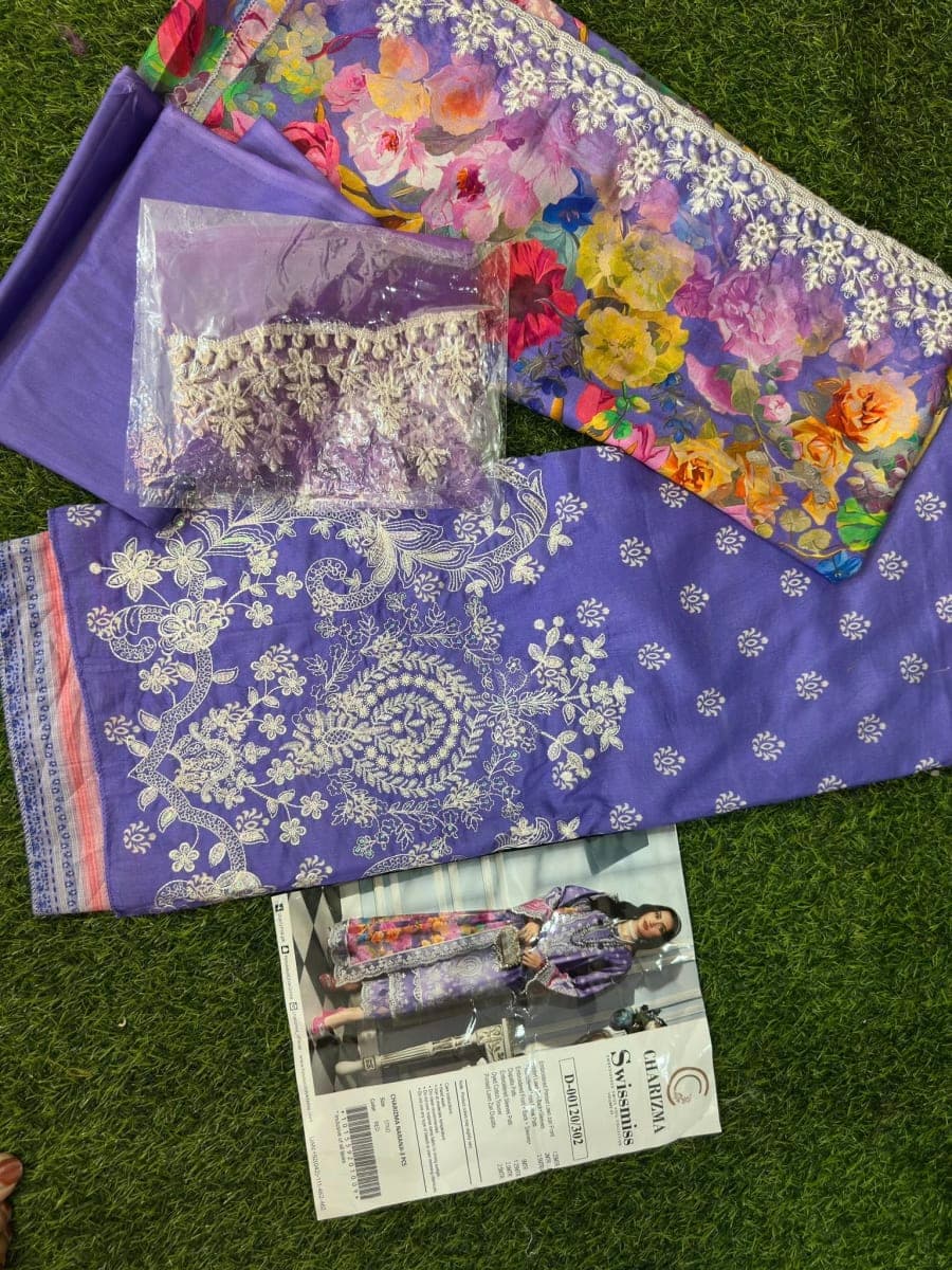 Violet Dream !!🪻Embroidered Three Piece By CHARISMA